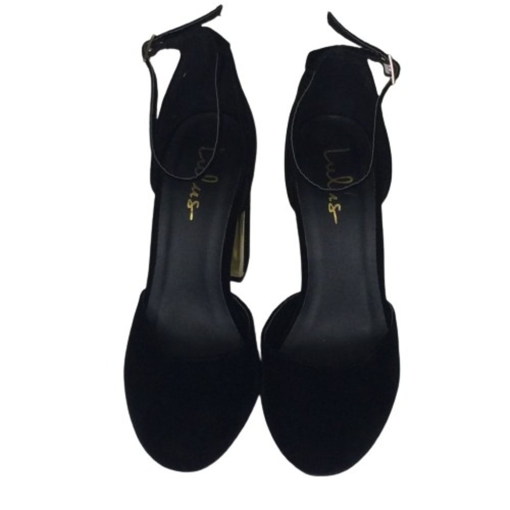 Lulu's Black & Gold Closed Toe Heels | 9
